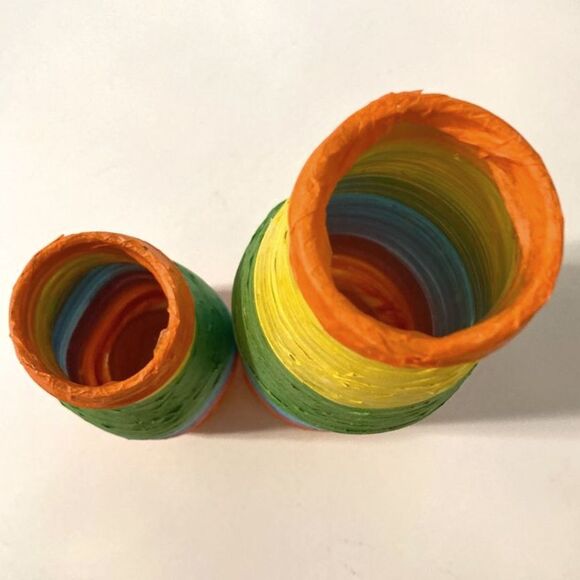 RAINBOW PRIDE Wrapped Colorful Glass Vases and Flowers 6 inches Tall Set of 2 - Picture 8 of 9